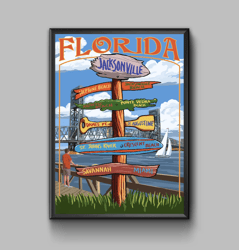 Jacksonville, Florida, Sign Destinations, travel poster, digital download