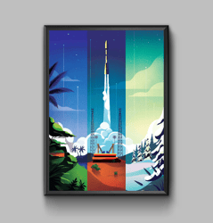 Space rocket launch poster, space exploration, digital download