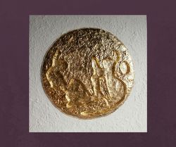 Abstract 3d art, space artwork, relief, textured white and gold artwork, gold leaf artwork, sculptural, ready to hang