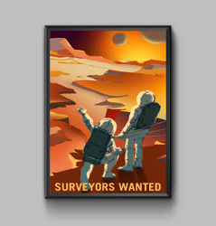 Surveyors wanted, space exploration poster, digital download
