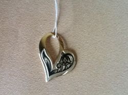 Silver pendant Hart Sterling silver Hand blacked
