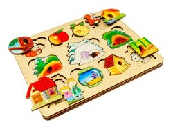 Wooden Puzzle - animals and houses, Toddler Toys Age 2 3 4 5 year, Wood Montessori animals Stack Board game, preschool