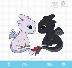 SVG Cute dragons Toothless & Light fury Svg, Night fury svg layered, How to train your dragon Svg Baby Dragons Clipart