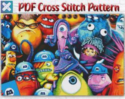 Monsters University Cross Stitch Pattern / Cute Monster Cross Stitch Pattern / Pixar Cross Stitch Chart / Printable PDF