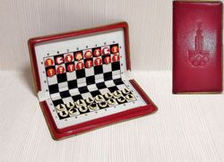 Antique Soviet Travel Magnetic Chess. Road Pocket Chess Moscow 80