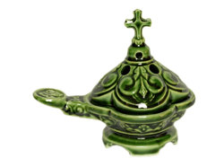 Church Hand-made Porcelain Incense Burner. undefined "slavic" With Colored Glaze, Hand Made In Russia