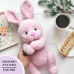 Crochet teddy bunny pattern toy. Amigurumi bunny animal pattern PDF