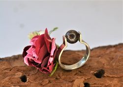 Silver ring with bronzite. Bronzite ring for her