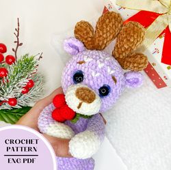 Crochet PATTERN Christmas deer. Amigurumi Santa reindeer.