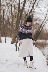 Black colorful geometric handcrafted jumper