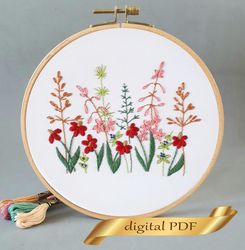 Wild flowers pattern PDF hand embroidery DIY, Floral design