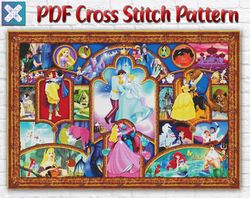 Disney Cross Stitch Pattern / Mickey Mouse Cross Stitch Chart / Princess Cross Stitch Pattern / Stained Glass Pattern