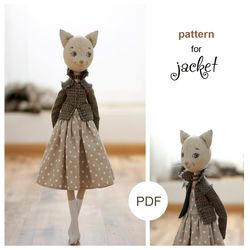 Doll jacket pattern pdf - sewing clothes for doll cat