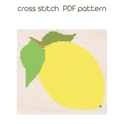 Lemon cross stitch PDF pattern Easy Kids cross stitch /96/