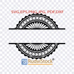 Tattoo Svg.  Polynesian Samoan Svg Circle tattoo Border Designs for monogram.