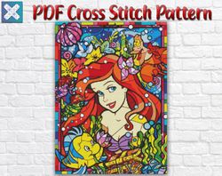 Ariel Cross Stitch Pattern / Mermaid Cross Stitch Pattern / Disney Cross Stitch Pattern / Cartoon PDF Cross Stitch Chart