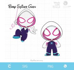 2 SVG Baby Ghost Spider svg, Baby Spidey Svg cut file, Spider girl Svg, Gwen Spider Svg, Spidergirl clipart