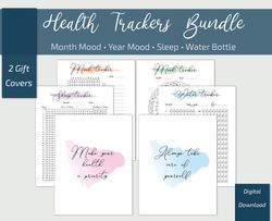 Health Trackers Bundle | Fitness Planner Inserts PDF | Printable Bullet Journal | A4, A5 & Letter | Digital Download