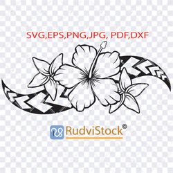 Polynesian flower tattoo designs. Tattoo Svg. Polynesian Flowers tattoo tribal designs