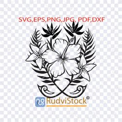 Polynesian flower design. Tattoo Svg. Polynesian Tribal Tattoo