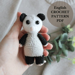 Crochet opossum pattern PDF, amigurumi animals tutorial, tiny stuffed possum, woodland creature