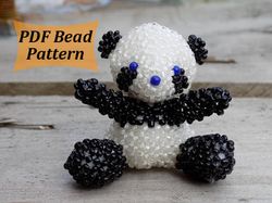 3d bead patterns panda. Beading tutorials, amigurumi doll pattern. How to make easy 3d animal.