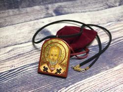 Nicholas the Wonderworker | Icon pendant | Icon necklace | Miniature icon | Catholic icon | Orthodox icon