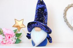 Astrology Gnome / Zodiac Constellation / Blue Night Sky Birthday Gift / Space Nursery Decor