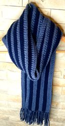 Crochet scarf pattern for men, ribbed crochet scarf, crochet long scarf, crochet fringe scarf, crochet patterns