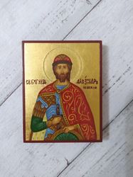 Saint Alexander Nevsky | Hand painted icon | Jewelry icon | Miniature icon | Orthodox icon | Religious icon