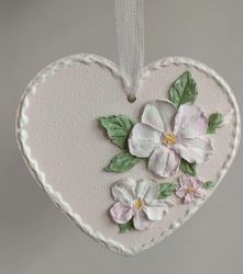 Pink hanging heart with sakura Mothers day gift Birthday gift Wedding floral decor