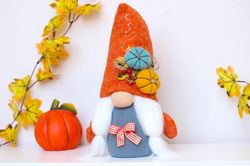 Fall Gnome GIRL with pumpkins