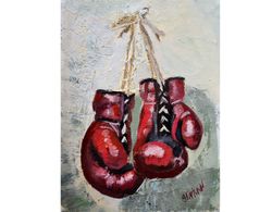 Sport Art Impasto Original Oil Painting Box Gloves Art MMA Artwork Boxing Above Sofa Art by