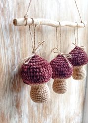 Set crochet mushroom, Perfect christmas tree decor