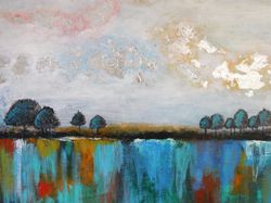 Trees at the horizon Landscape Painting on Canvas