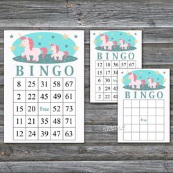 Unicorn bingo cards,Rainbow Unicorn bingo game,Unicorn Printable bingo cards,60 Bingo Cards,INSTANT DOWNLOAD--378