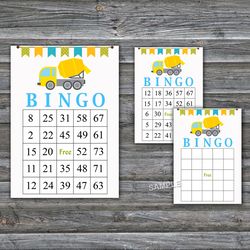 Concrete mixer bingo cards,Construction bingo game,Concrete mixer Printable bingo cards,60 Bingo Cards,INSTANT DOWNLOAD