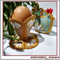 ITH embroidery design egg stand, decorative mini vase.