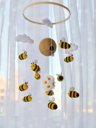 Bee mobile,Woodland mobile baby,personalized newborn gift,