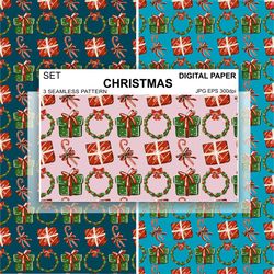 Christmas Surface Design Gifts Digital Paper New Year Seamless Pattern