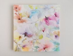 Original floral painting Abstract flowers on canvas Bedroom wall art Living room wall decor Watercolor floral art