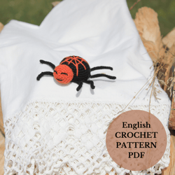 Halloween crochet spider pattern PDF, funny spider, amigurumi toys bugs, car hanging spider, spooky keychain