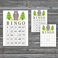 Bear bingo cards,Bear bingo game,Bear Printable bingo cards,60 Bingo Cards,INSTANT DOWNLOAD--368