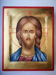 Icon Jesus Christ, Hand painted icon, orthodox icon, egg tempera on wood with original Gold Leaf