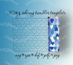 Hearts tumbler Template SVG 30 oz Valentines Day straight Skinny Tumbler, Hearts Tangram Tumbler Template cut file