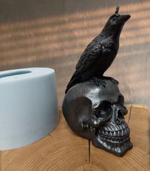 Silicone mold "Skull with a raven". Handmade