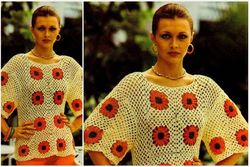 Digital | Vintage Crochet Pattern Petal Square Cover-Up  | Fashion 1970s | ENGLISH PDF TEMPLATE