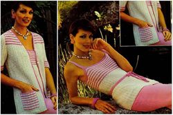 Digital | Vintage Crochet Pattern Tank Top | Cardigan  | Fashion 1970s | ENGLISH PDF TEMPLATE