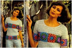 Digital | Vintage Crochet Pattern Granny T-Shirt | Fashion 1970s | ENGLISH PDF TEMPLATE