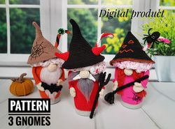 Halloween crochet pattern, Crochet gnomes cocktails PATTERN, crochet witch, devil, spider, bat, Amigurumi pattern